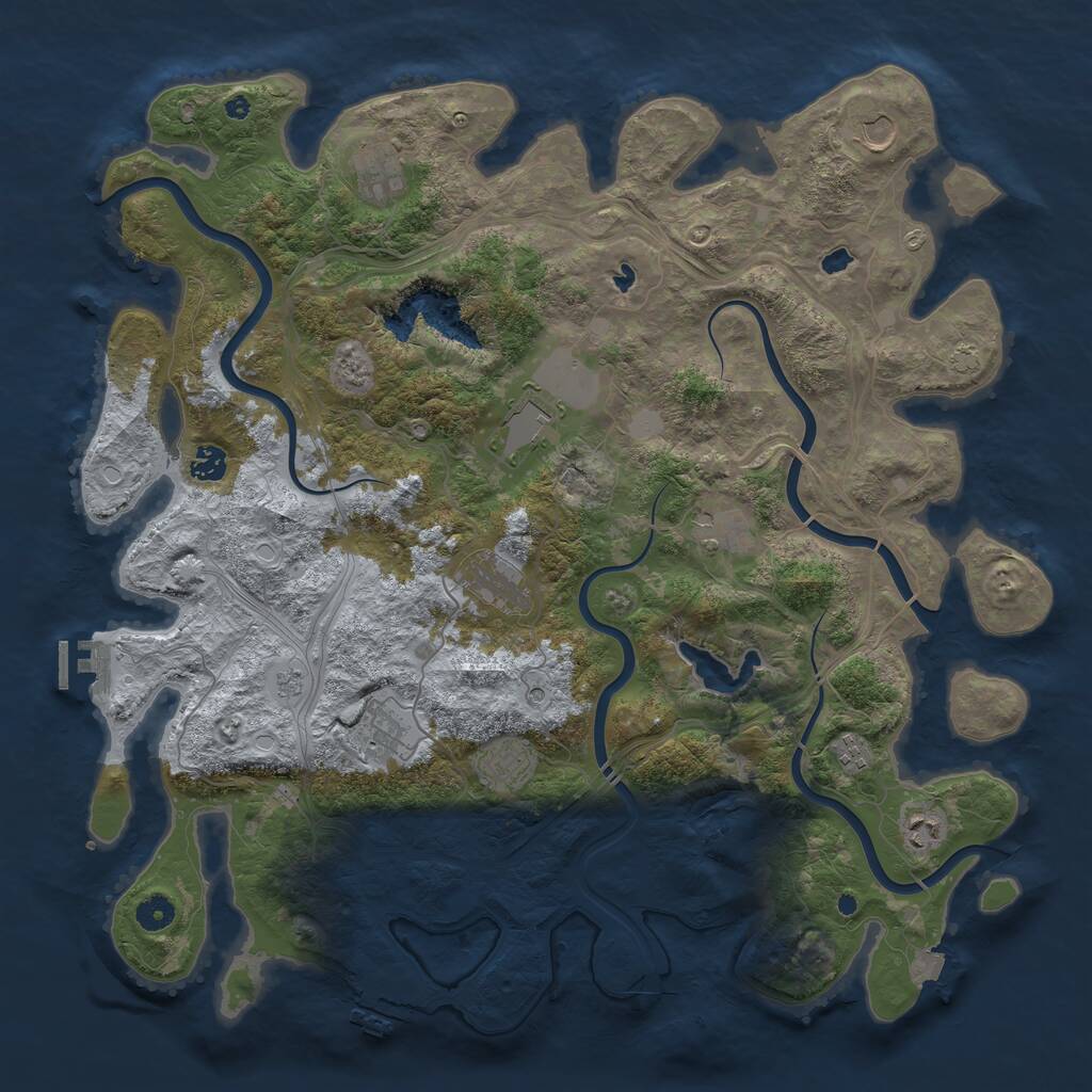 Rust Map: Procedural Map, Size: 4500, Seed: 51228755, 16 Monuments