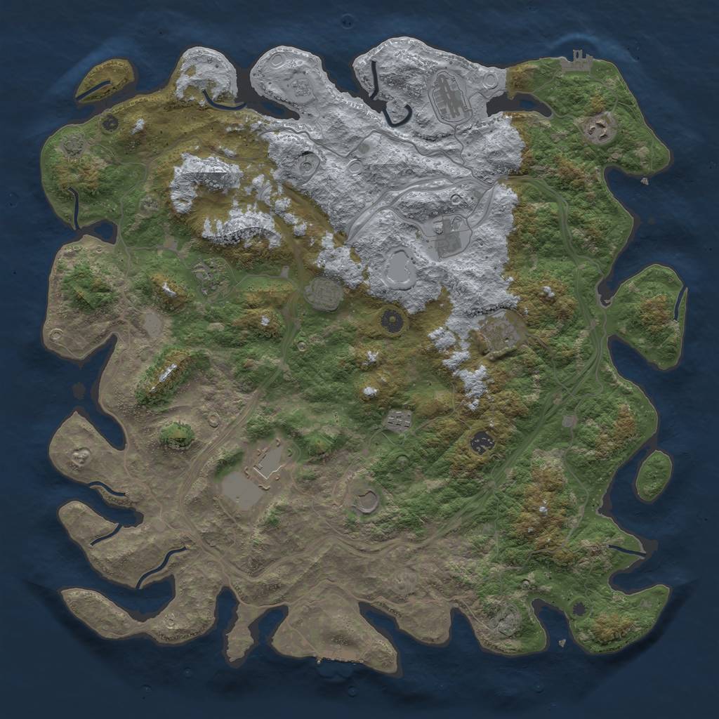 Rust Map: Procedural Map, Size: 4800, Seed: 1719000205, 18 Monuments