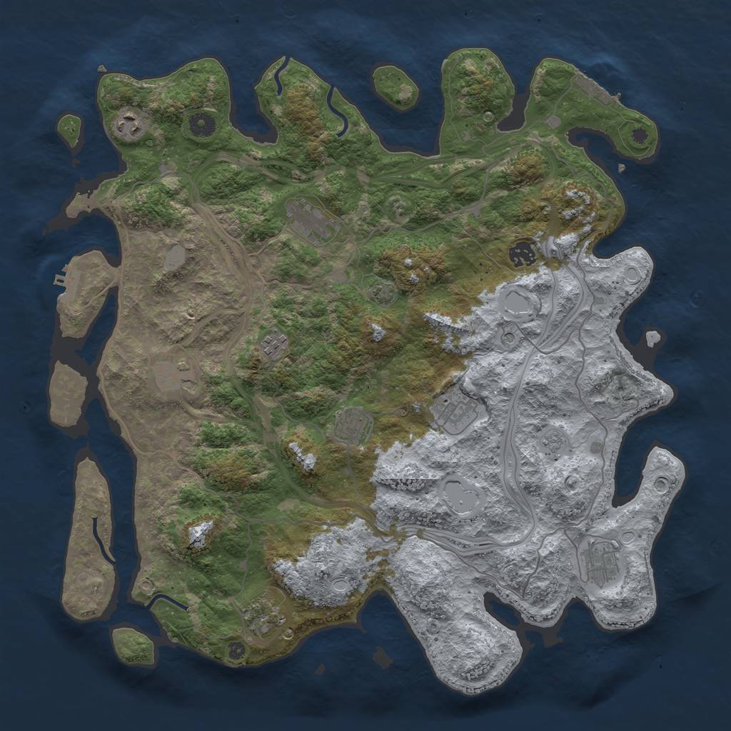 Rust Map: Procedural Map, Size: 4250, Seed: 653717046, 17 Monuments