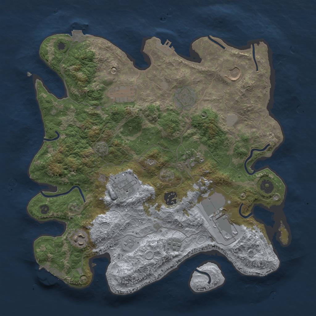 Rust Map: Procedural Map, Size: 3500, Seed: 5818494, 17 Monuments