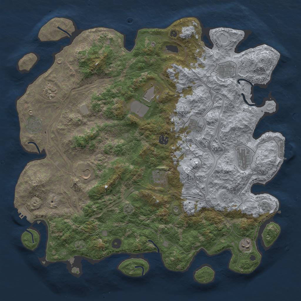 Rust Map: Procedural Map, Size: 4500, Seed: 722889803, 19 Monuments