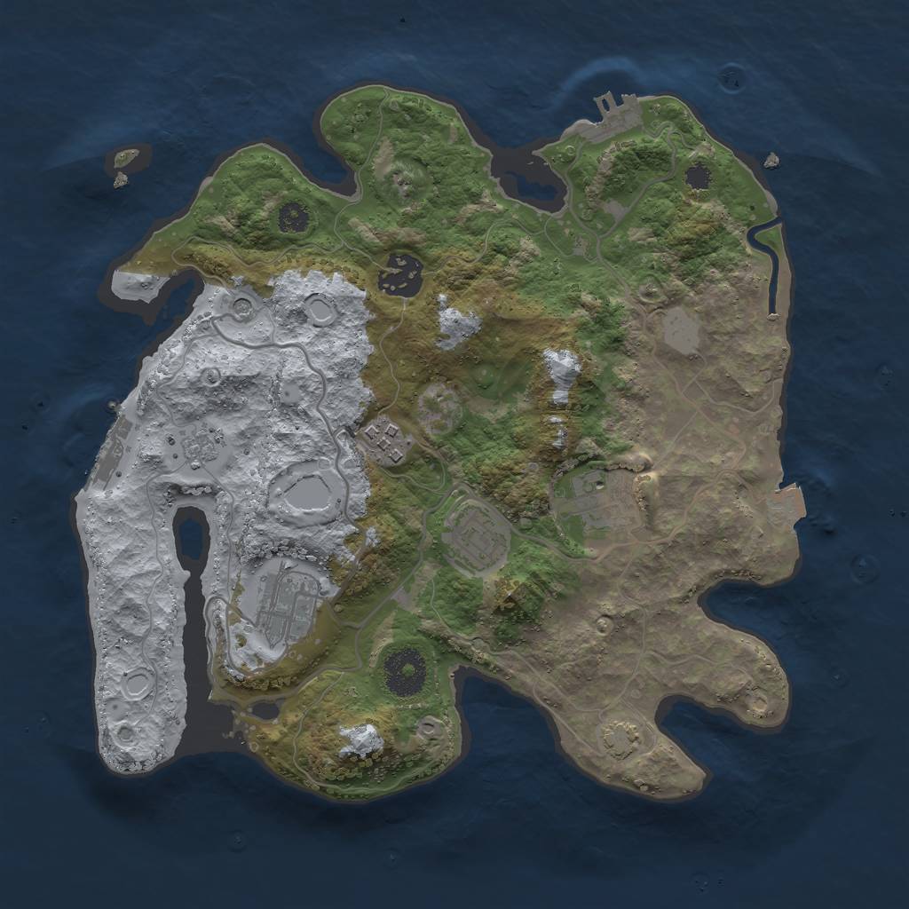 Rust Map: Procedural Map, Size: 3000, Seed: 1893468445, 13 Monuments