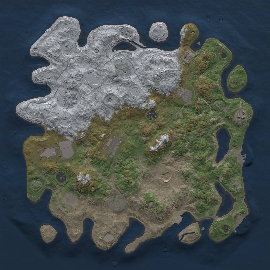 Rust Map: Procedural Map, Size: 4000, Seed: 107042375, 19 Monuments