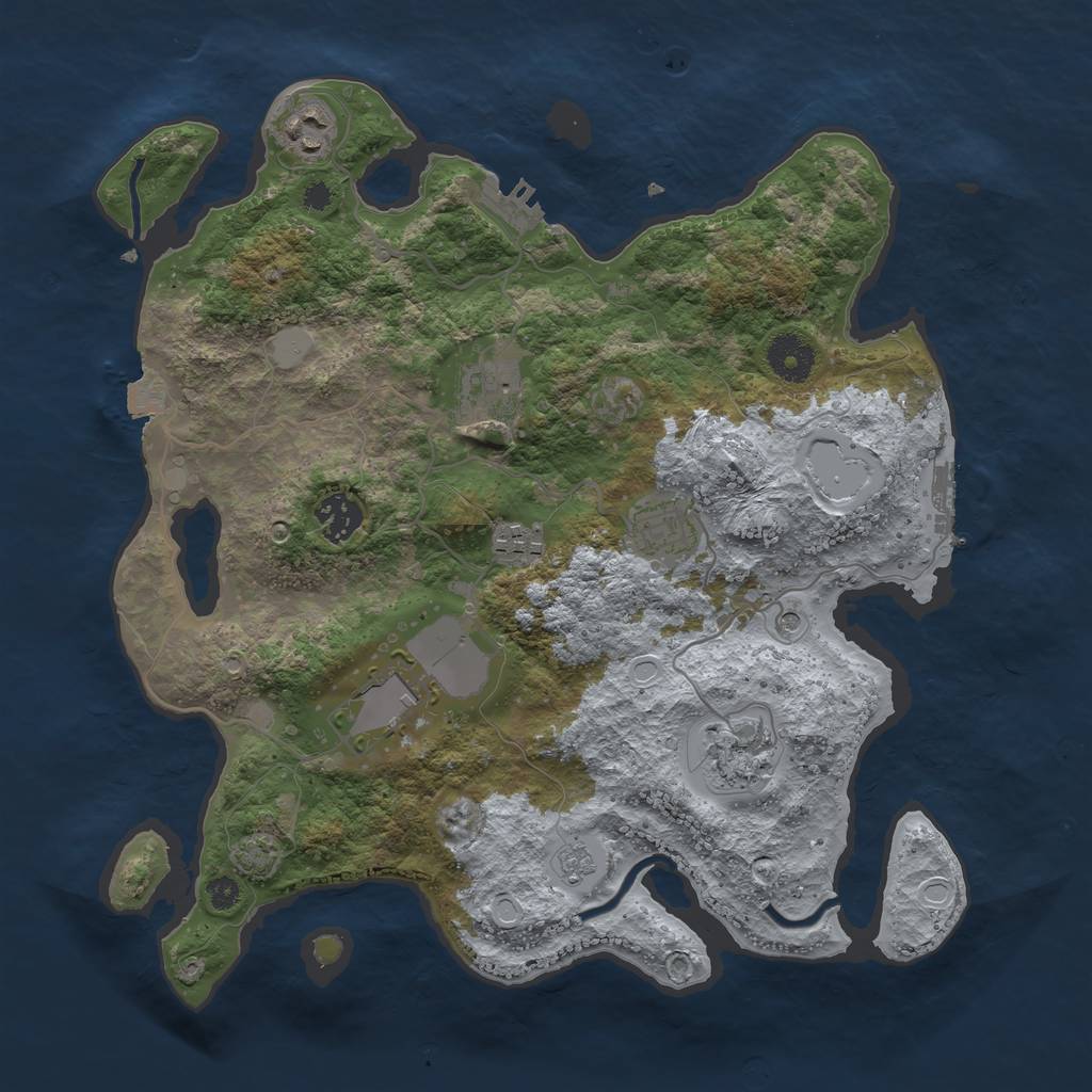 Rust Map: Procedural Map, Size: 3500, Seed: 1186583647, 15 Monuments