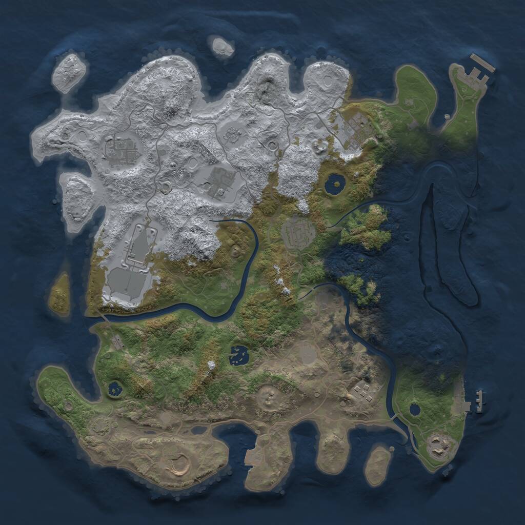 Rust Map: Procedural Map, Size: 3800, Seed: 929486775, 15 Monuments