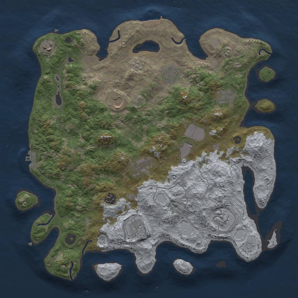 Rust Map: Procedural Map, Size: 4000, Seed: 101726582, 17 Monuments
