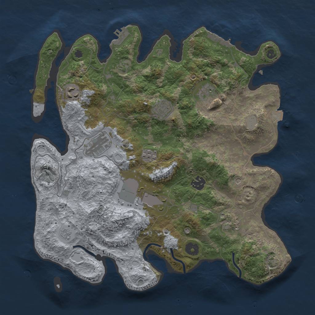 Rust Map: Procedural Map, Size: 3500, Seed: 813335762, 16 Monuments
