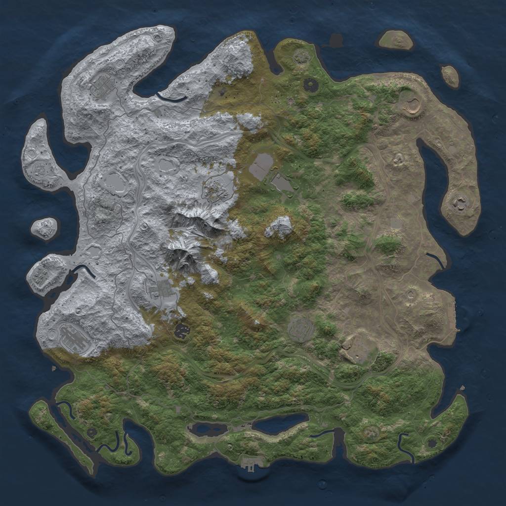 Rust Map: Procedural Map, Size: 5000, Seed: 455146133, 18 Monuments
