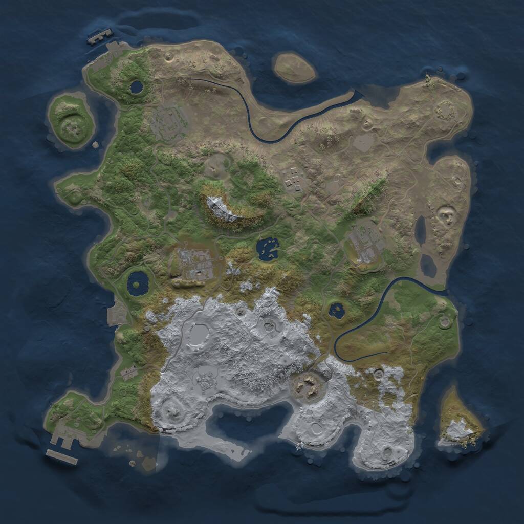 Rust Map: Procedural Map, Size: 3300, Seed: 4308, 12 Monuments