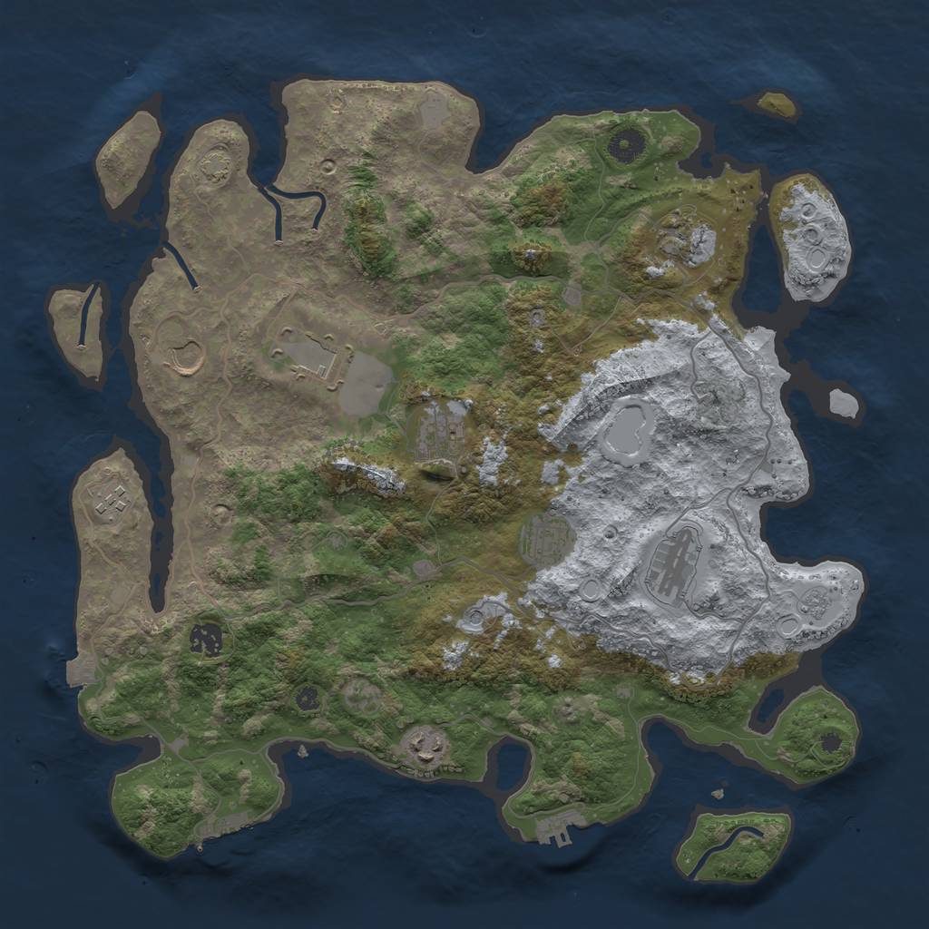 Rust Map: Procedural Map, Size: 4000, Seed: 1055357880, 17 Monuments