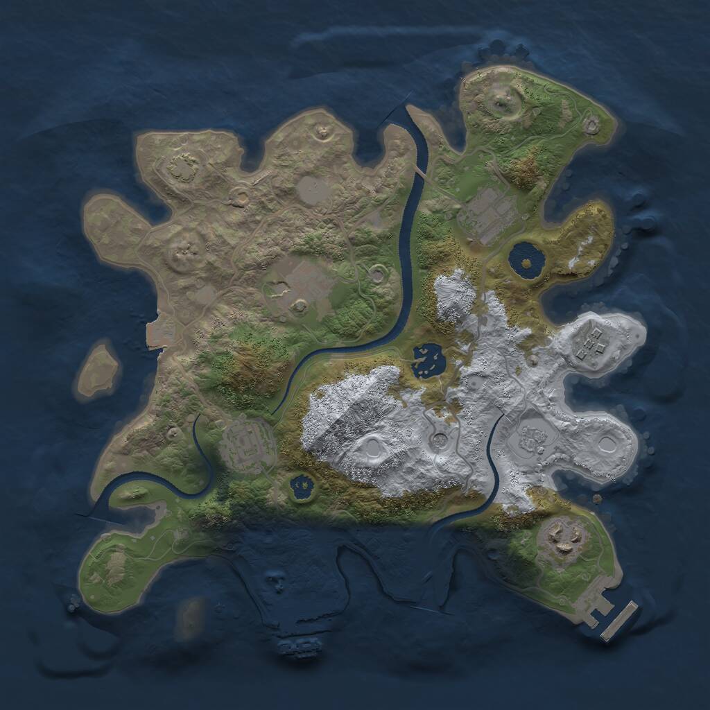 Rust Map: Procedural Map, Size: 3000, Seed: 1691548963, 12 Monuments