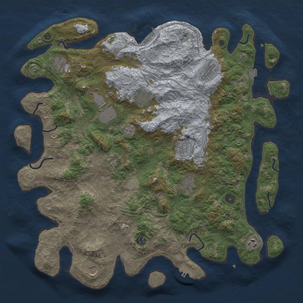 Rust Map: Procedural Map, Size: 4500, Seed: 556542443, 19 Monuments
