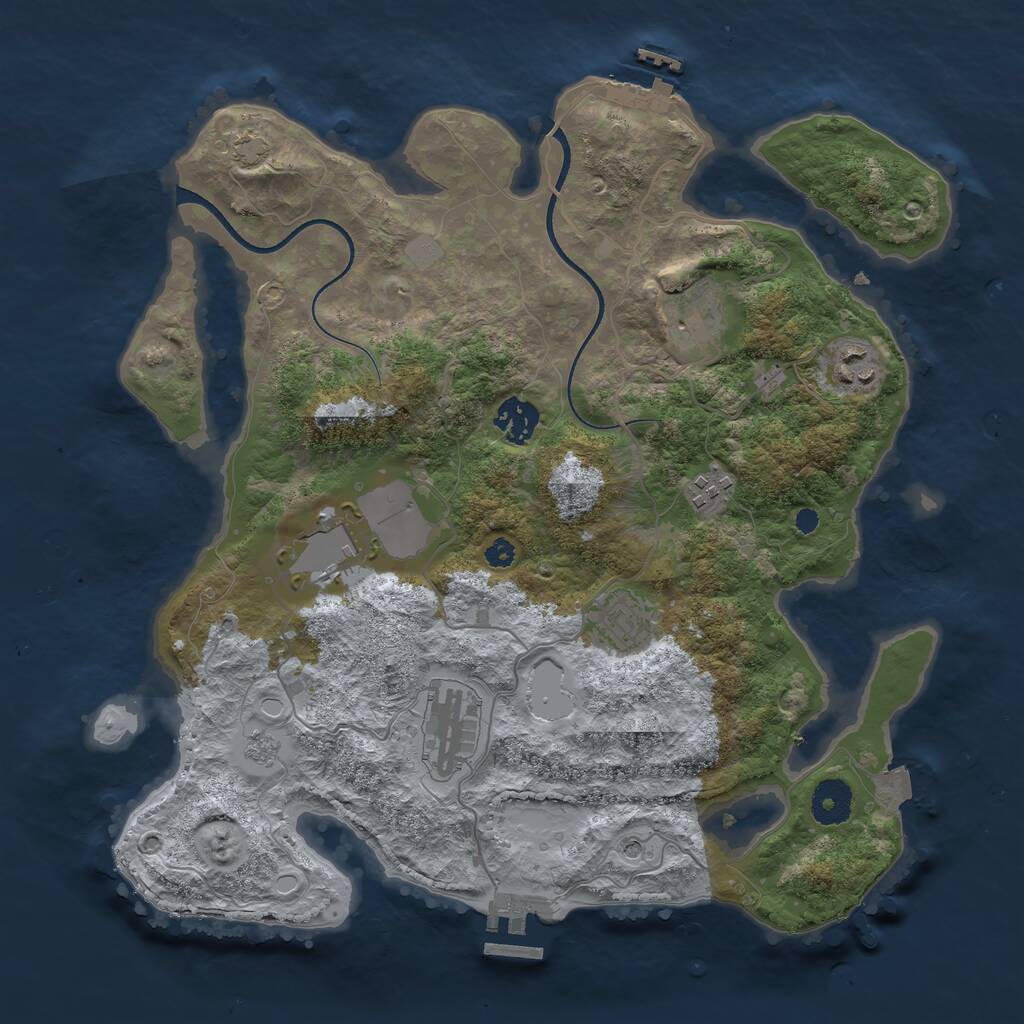Rust Map: Procedural Map, Size: 3500, Seed: 9652, 13 Monuments