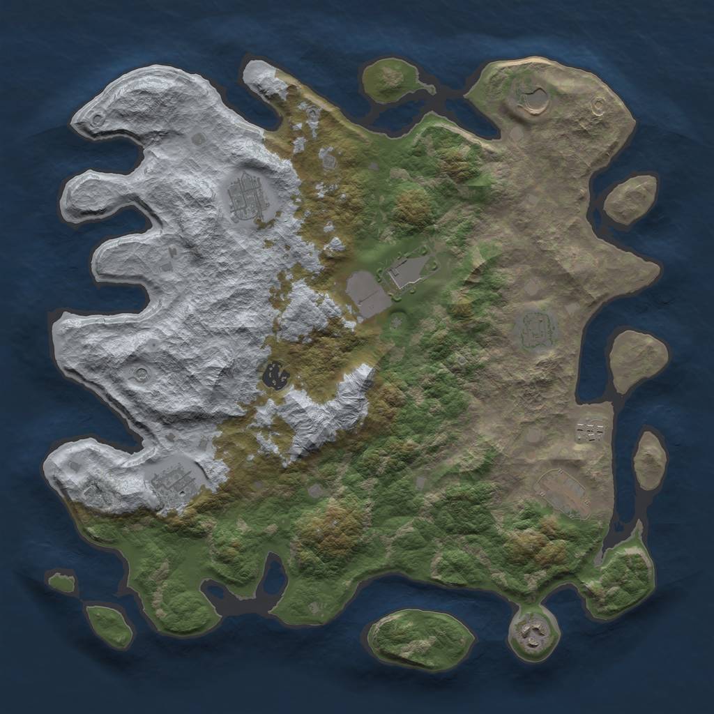 Rust Map: Barren, Size: 4000, Seed: 10918, 12 Monuments