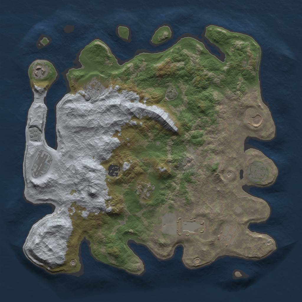 Rust Map: Barren, Size: 3700, Seed: 639369065, 14 Monuments