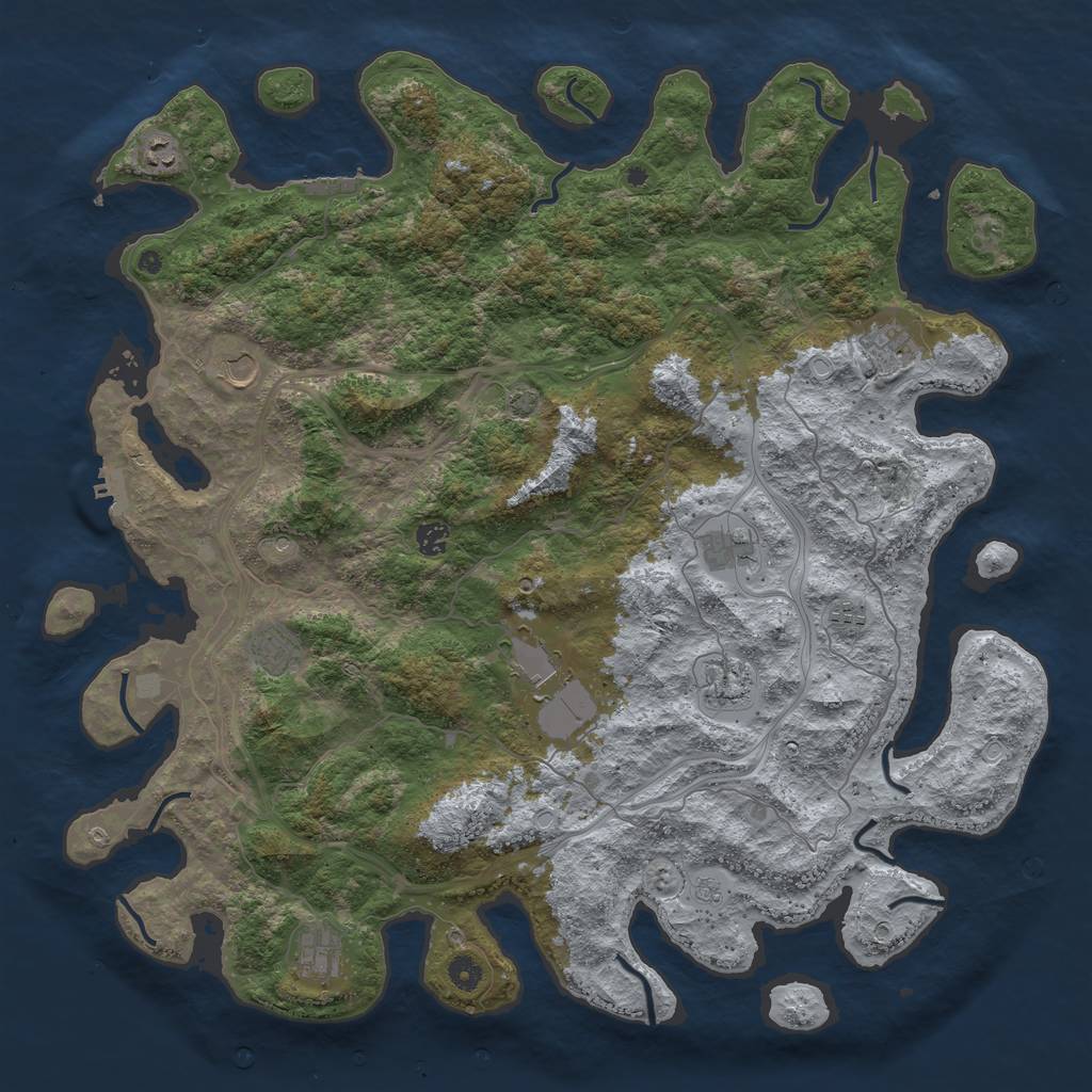 Rust Map: Procedural Map, Size: 4800, Seed: 1103990182, 18 Monuments