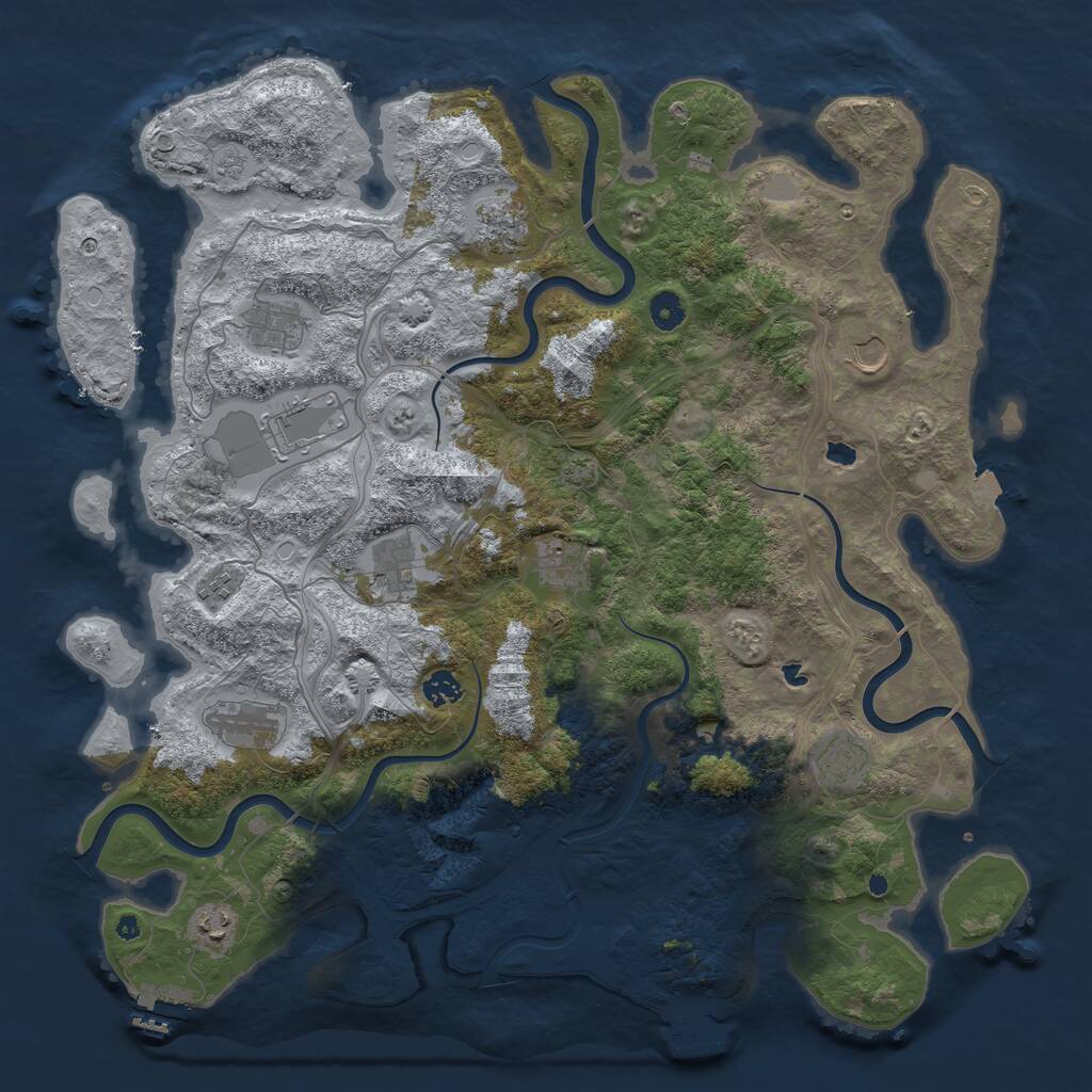 Rust Map: Procedural Map, Size: 4500, Seed: 2189952, 17 Monuments