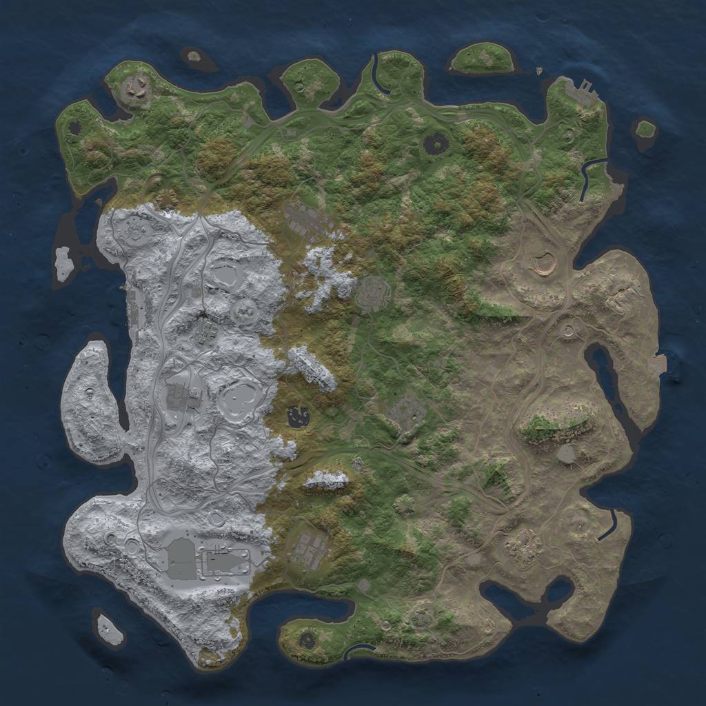 Rust Map: Procedural Map, Size: 4500, Seed: 123654, 19 Monuments
