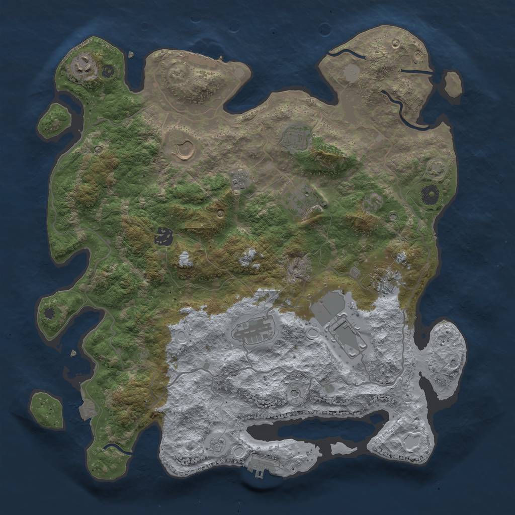 Rust Map: Procedural Map, Size: 4000, Seed: 1657248142, 17 Monuments
