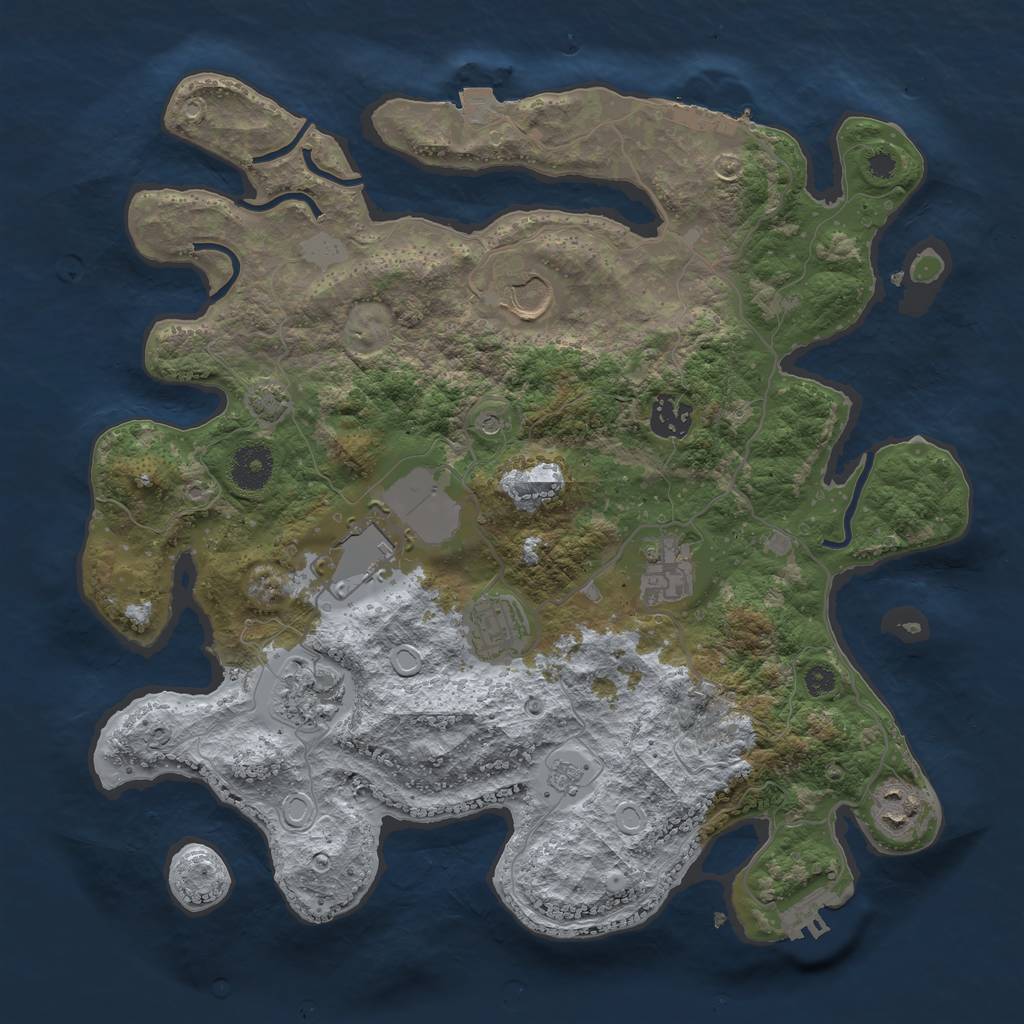 Rust Map: Procedural Map, Size: 3500, Seed: 788868609, 15 Monuments