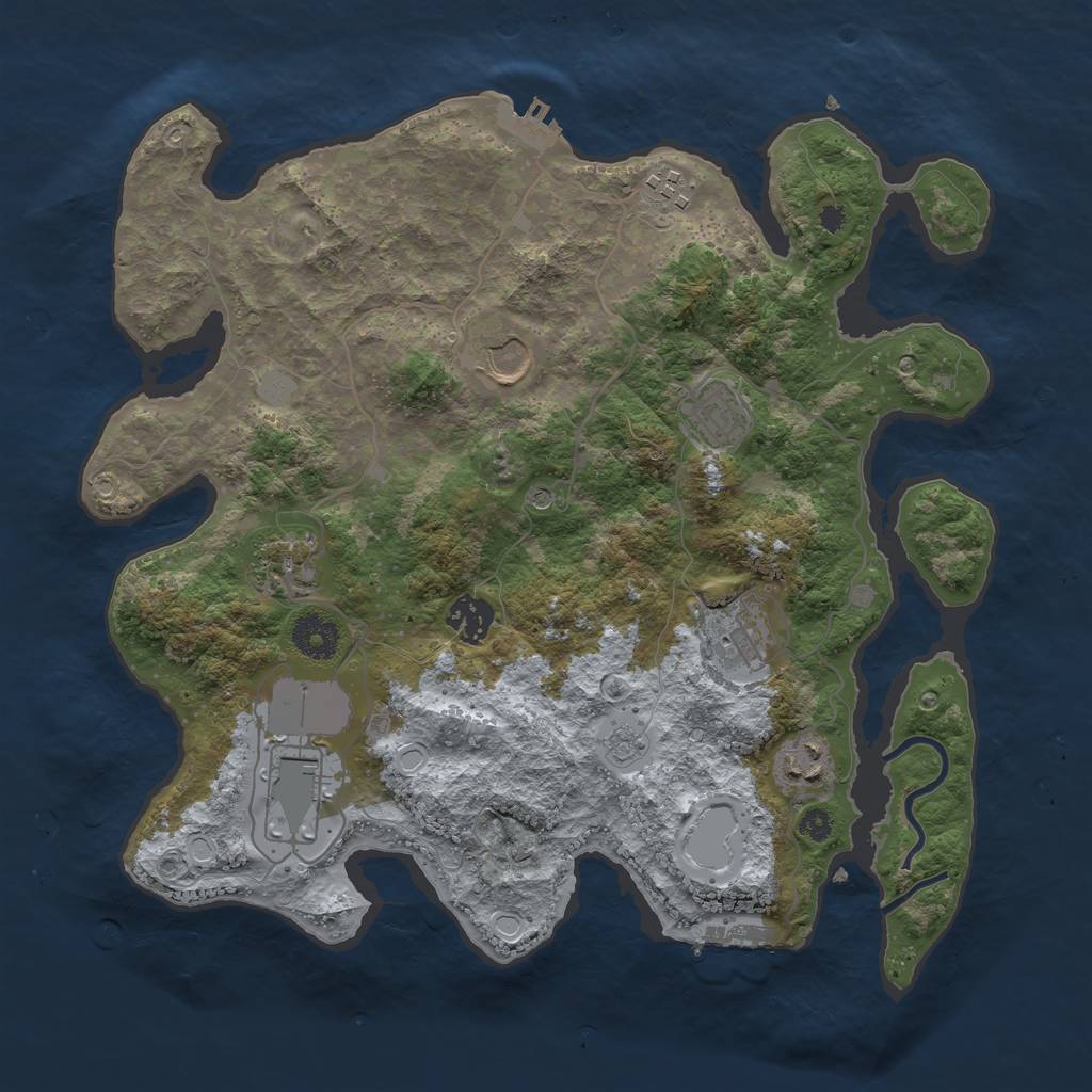 Rust Map: Procedural Map, Size: 3500, Seed: 1985575514, 15 Monuments