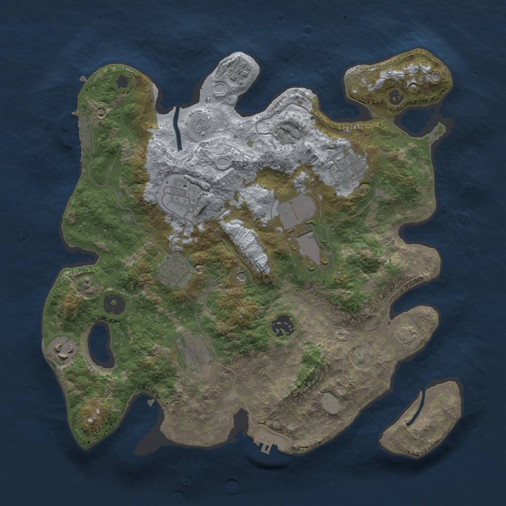 Rust Map: Procedural Map, Size: 3500, Seed: 483725379, 16 Monuments