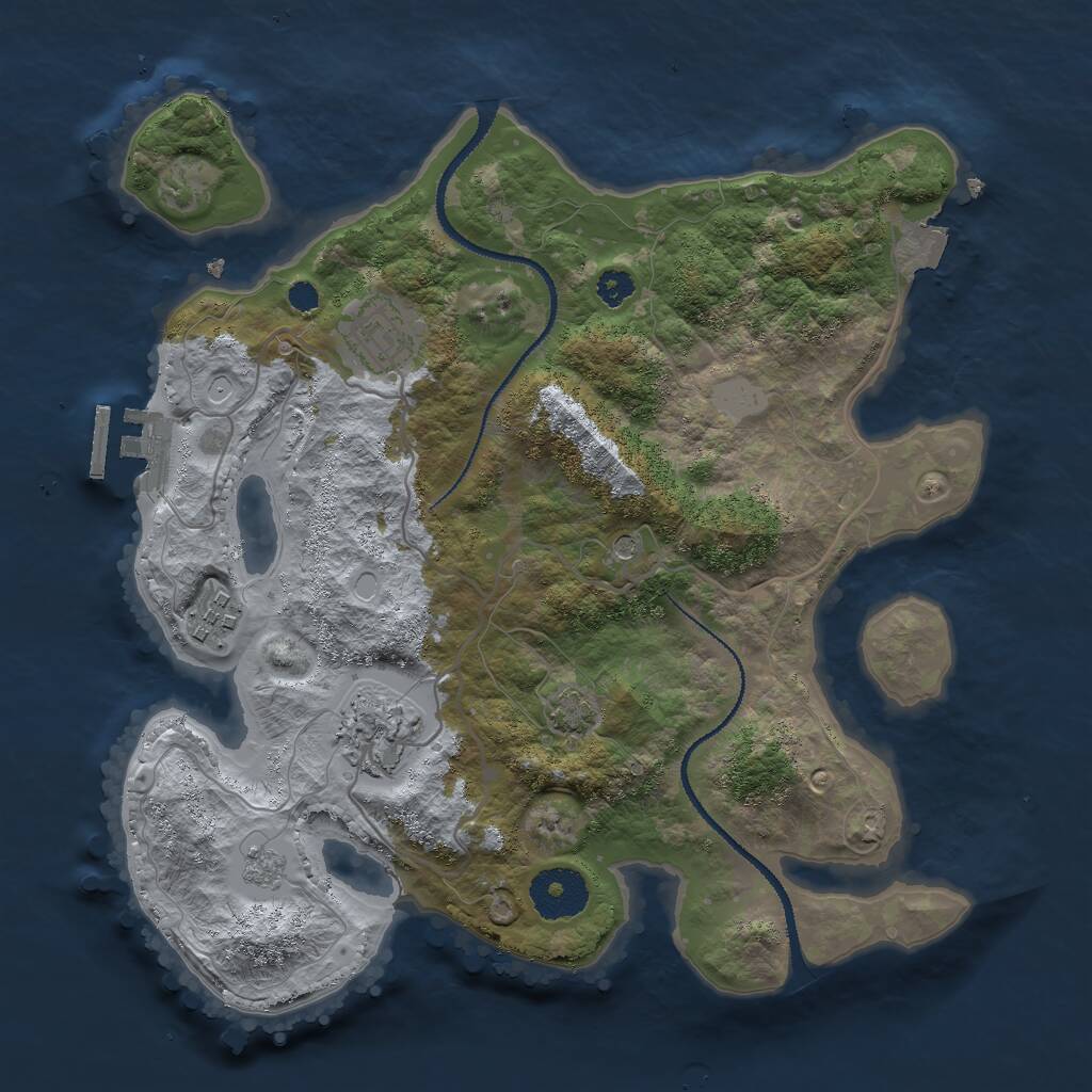 Rust Map: Procedural Map, Size: 3000, Seed: 88616, 8 Monuments