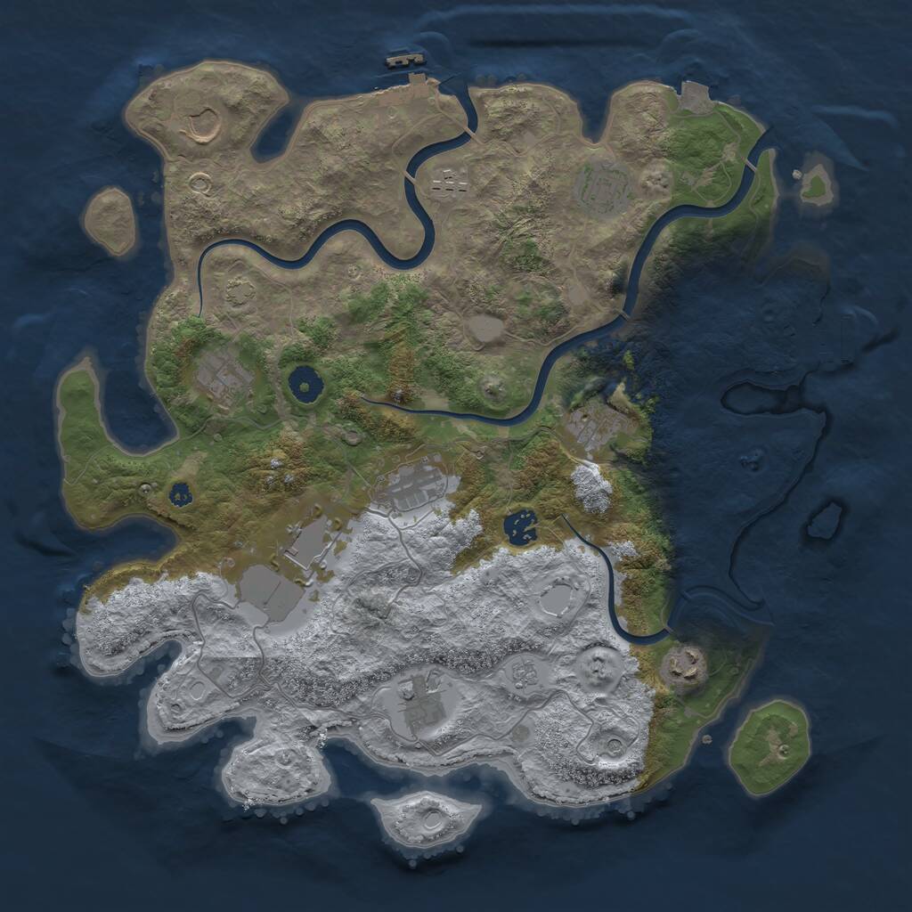 Rust Map: Procedural Map, Size: 3900, Seed: 121346690, 16 Monuments