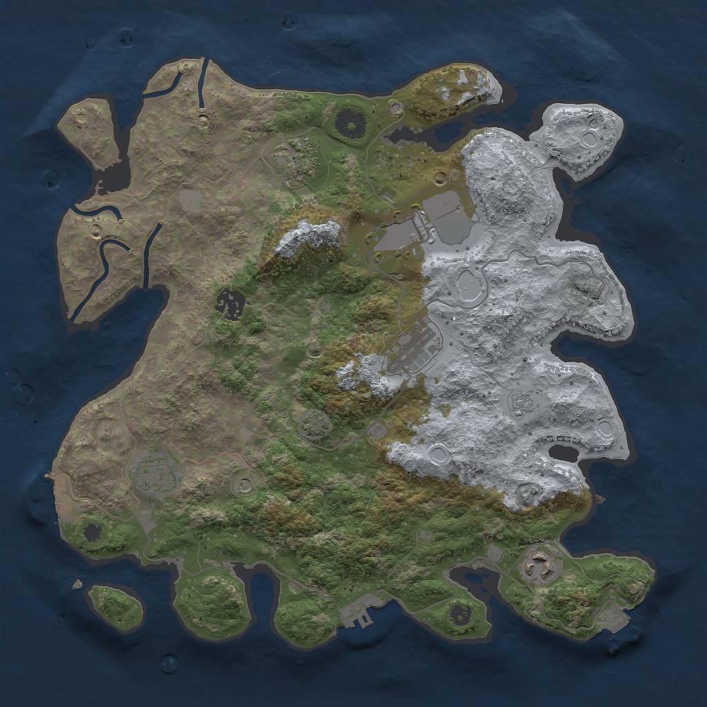 Rust Map: Procedural Map, Size: 3500, Seed: 680514134, 14 Monuments