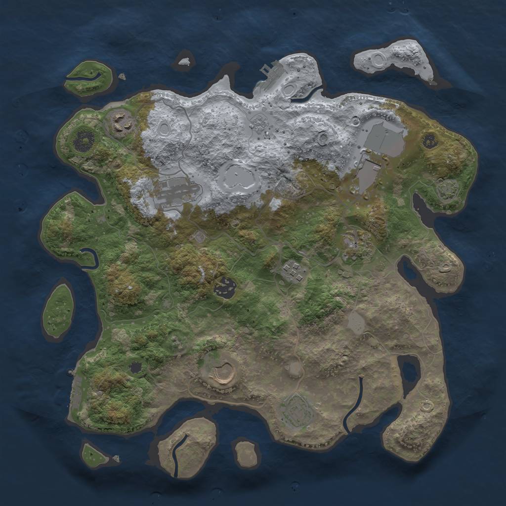 Rust Map: Procedural Map, Size: 3500, Seed: 947807601, 15 Monuments