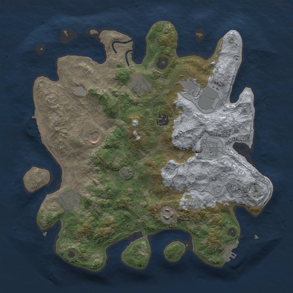 Rust Map: Procedural Map, Size: 3500, Seed: 467851, 15 Monuments