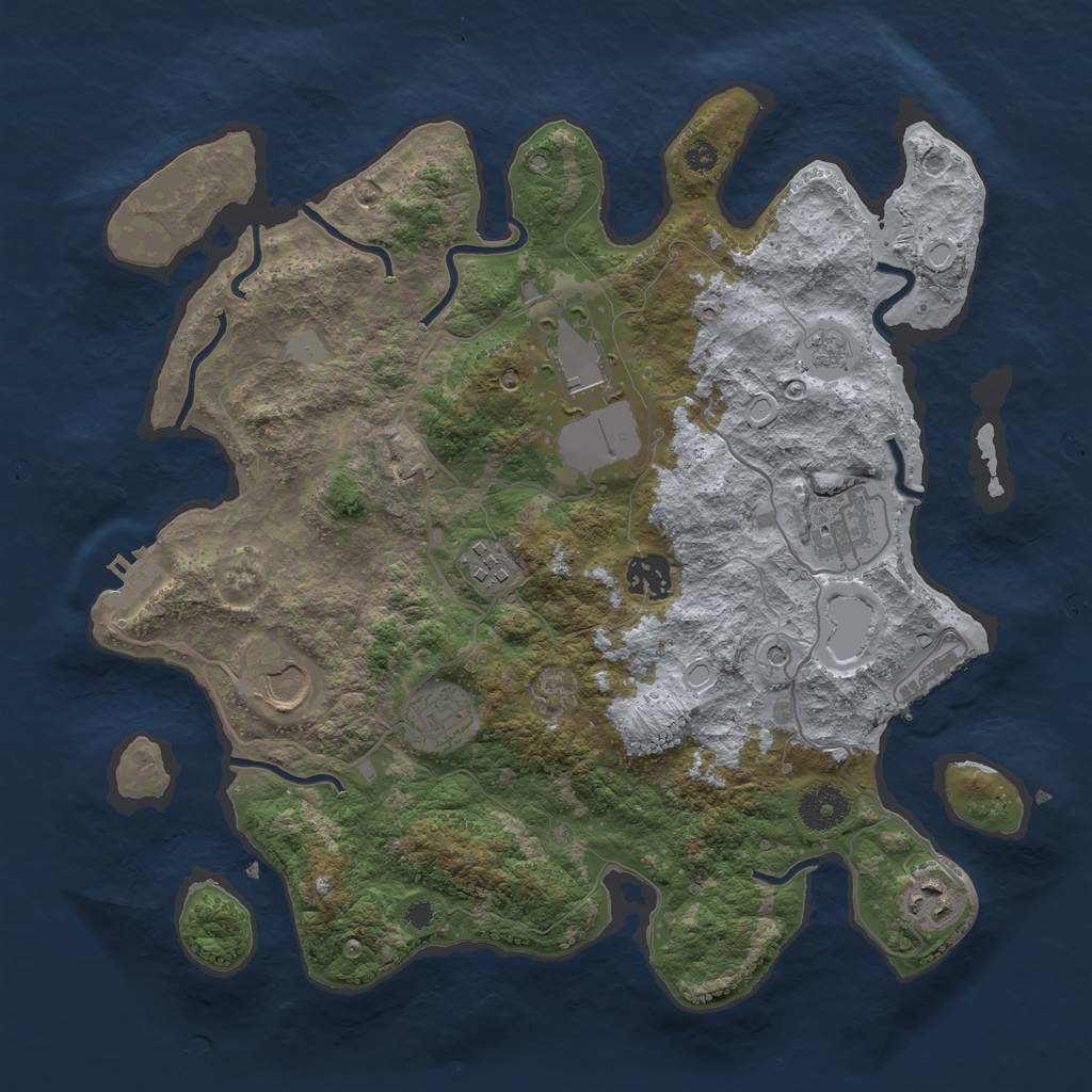 Rust Map: Procedural Map, Size: 3500, Seed: 647518903, 14 Monuments