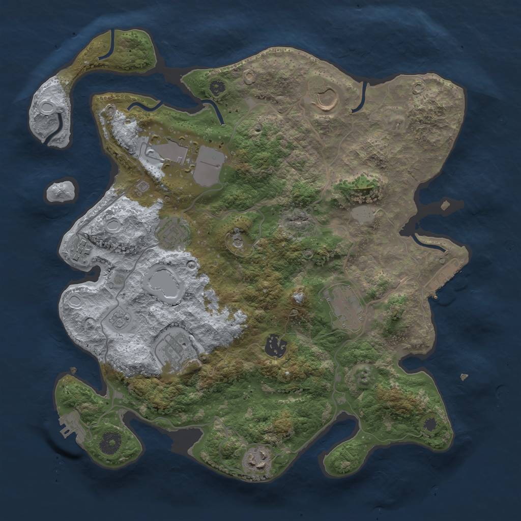Rust Map: Procedural Map, Size: 3500, Seed: 1910994985, 15 Monuments