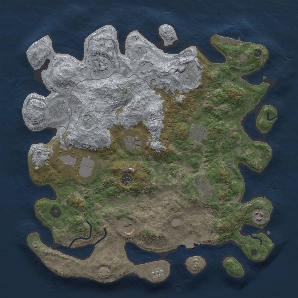 Rust Map: Procedural Map, Size: 4000, Seed: 377888972, 18 Monuments
