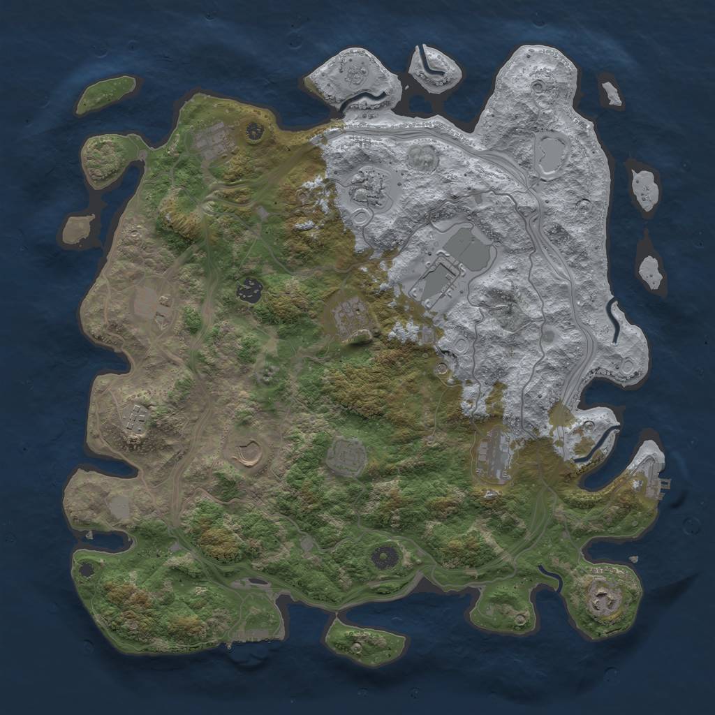 Rust Map: Procedural Map, Size: 4250, Seed: 1407372417, 18 Monuments