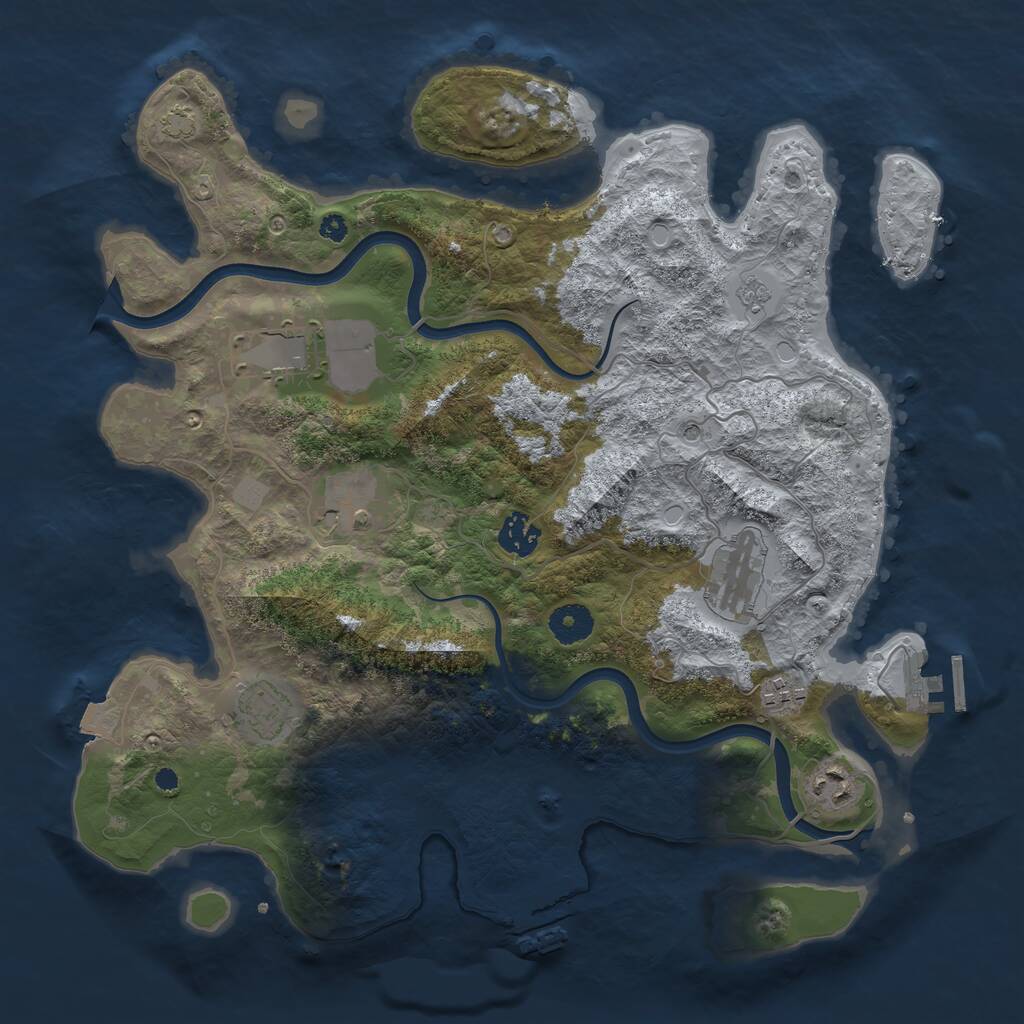 Rust Map: Procedural Map, Size: 3700, Seed: 1549651168, 13 Monuments