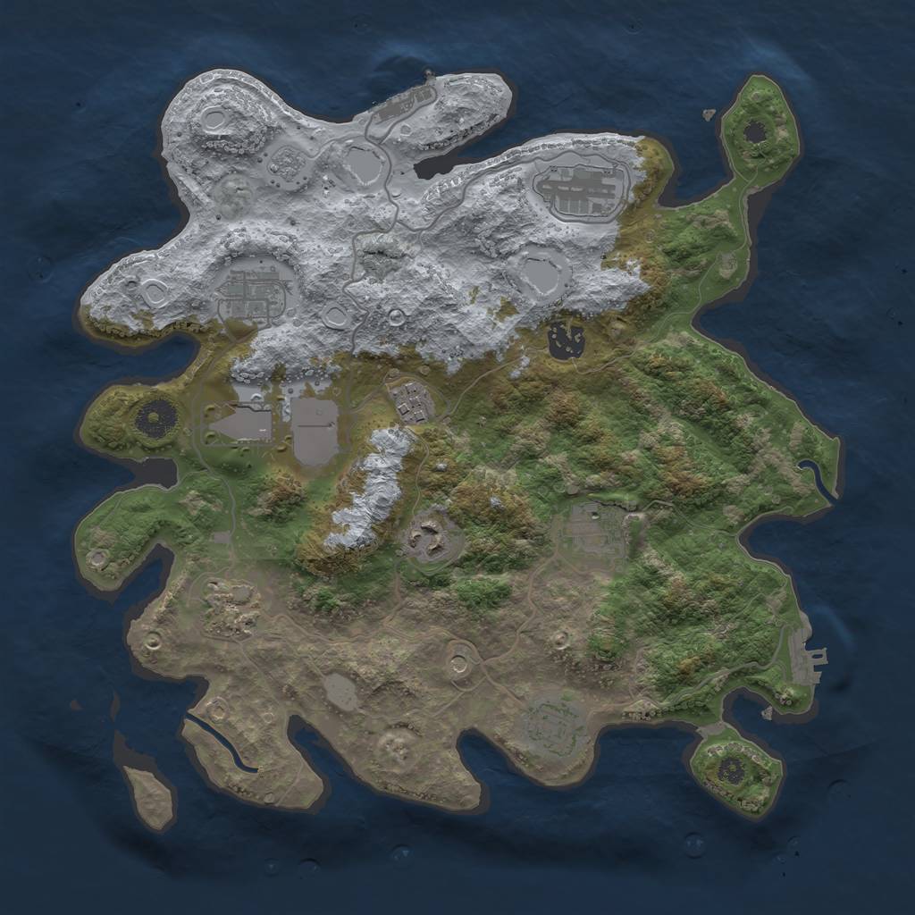 Rust Map: Procedural Map, Size: 3500, Seed: 1237552582, 16 Monuments