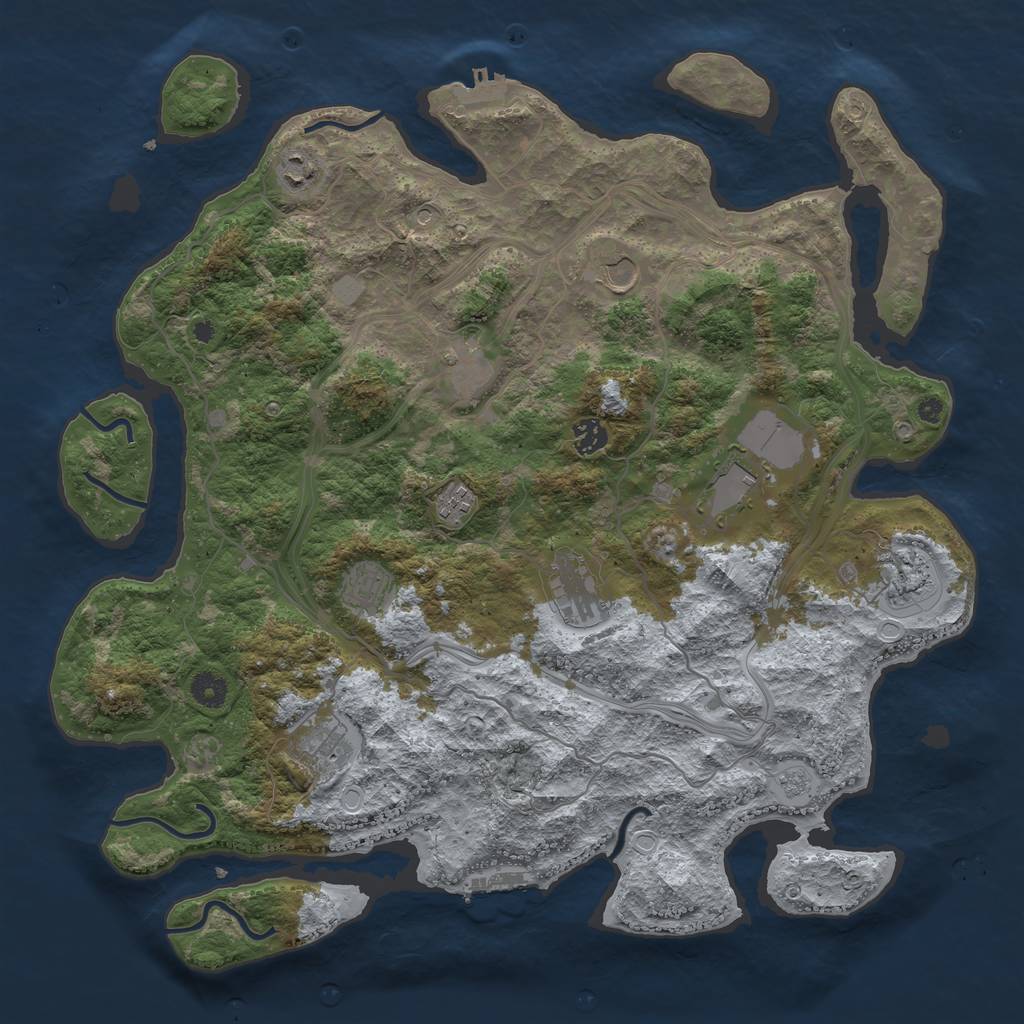 Rust Map: Procedural Map, Size: 4250, Seed: 932490221, 17 Monuments