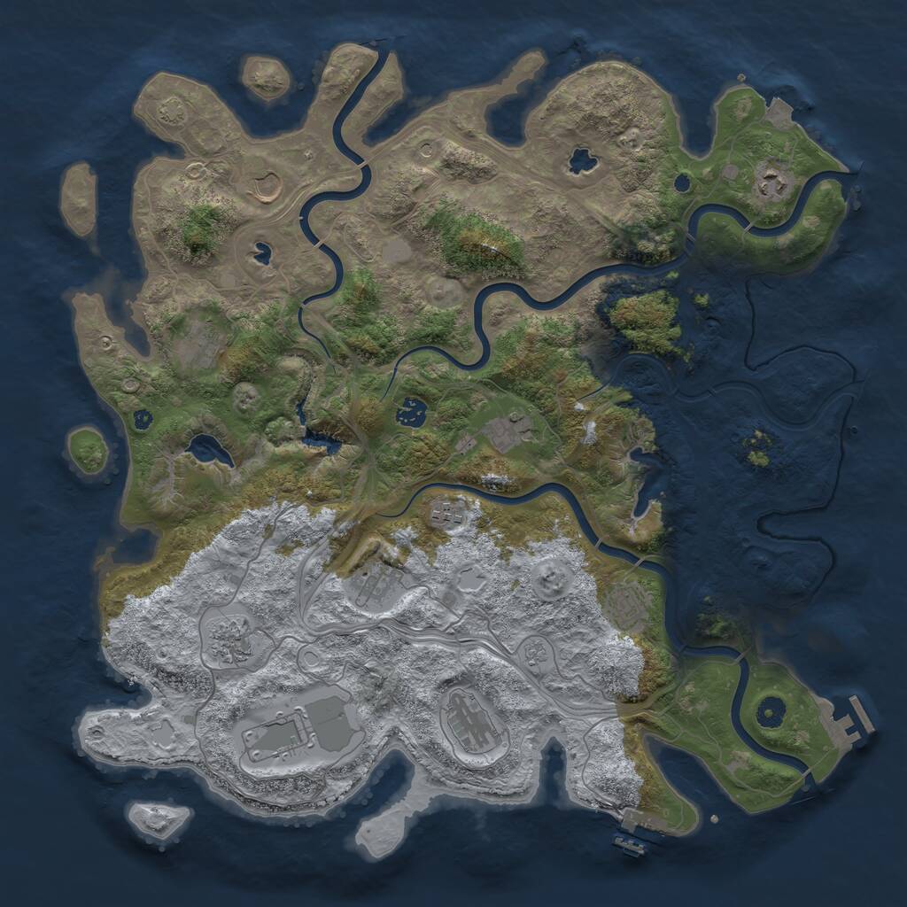Rust Map: Procedural Map, Size: 4500, Seed: 3939514, 17 Monuments