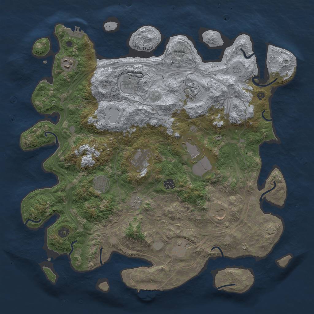 Rust Map: Procedural Map, Size: 4250, Seed: 155834799, 18 Monuments