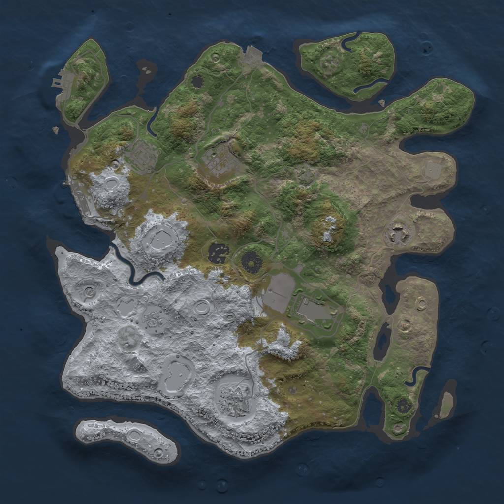 Rust Map: Procedural Map, Size: 3500, Seed: 663644975, 14 Monuments