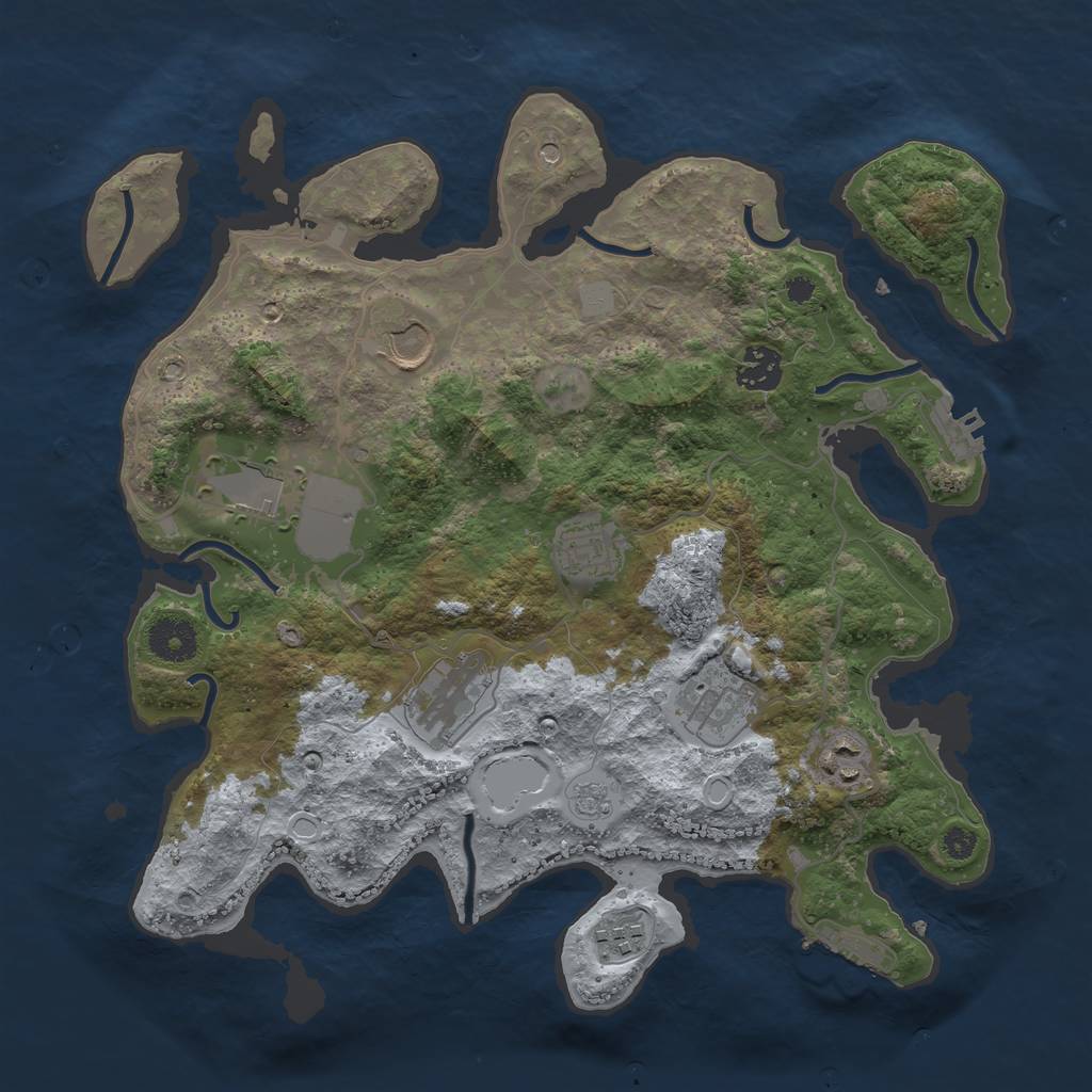 Rust Map: Procedural Map, Size: 3500, Seed: 793691404, 15 Monuments