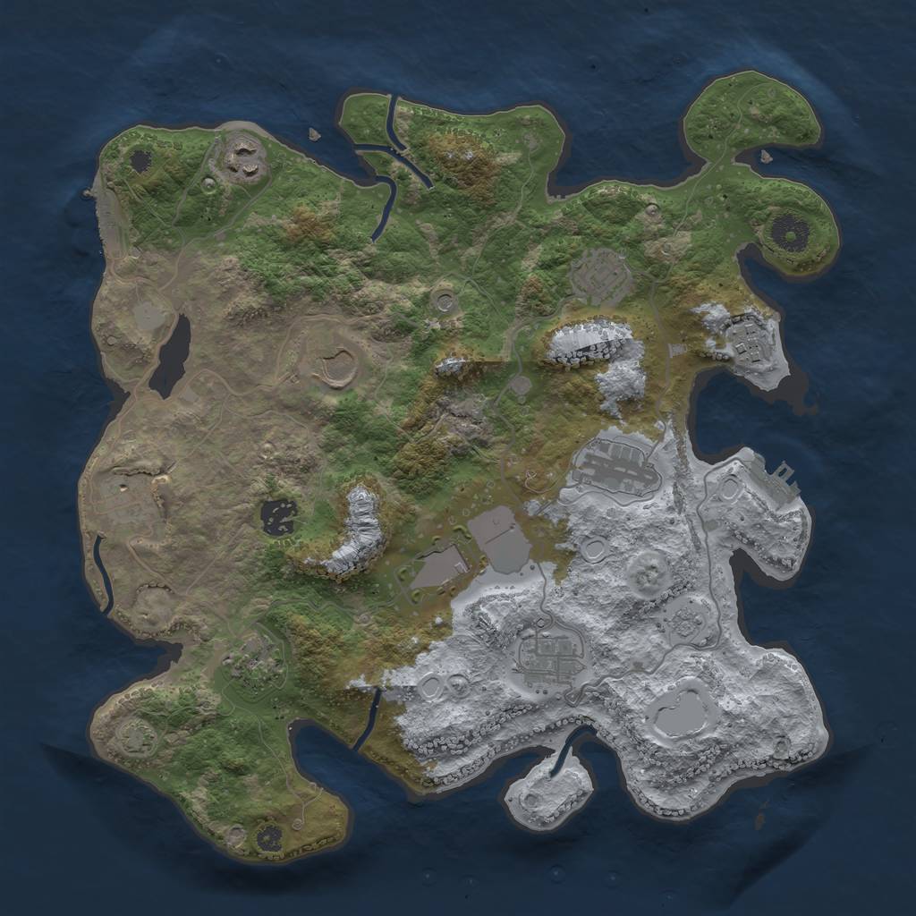 Rust Map: Procedural Map, Size: 3600, Seed: 10604, 18 Monuments