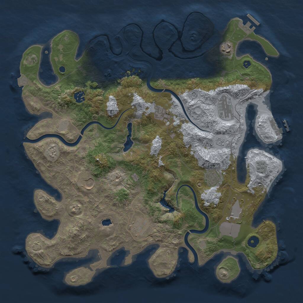 Rust Map: Procedural Map, Size: 4000, Seed: 4926351, 15 Monuments