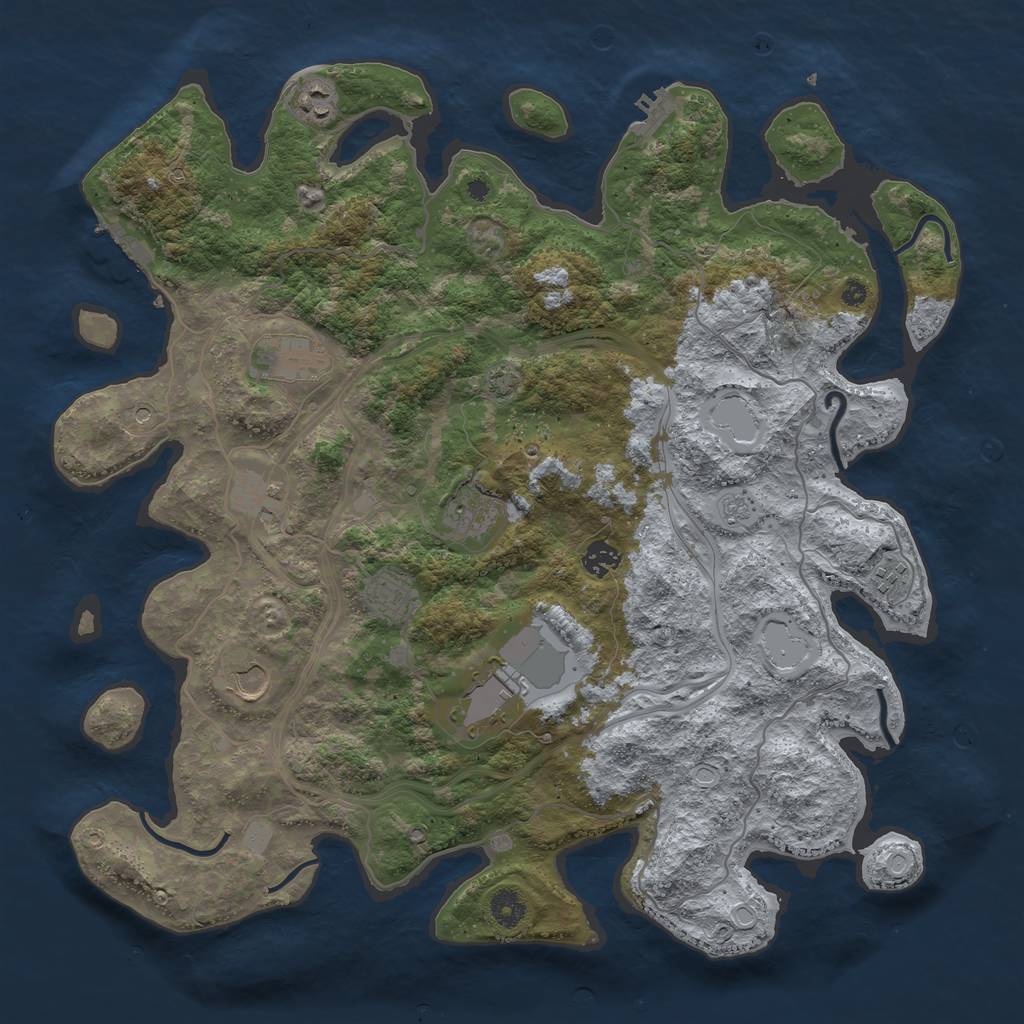 Rust Map: Procedural Map, Size: 4250, Seed: 287611315, 17 Monuments