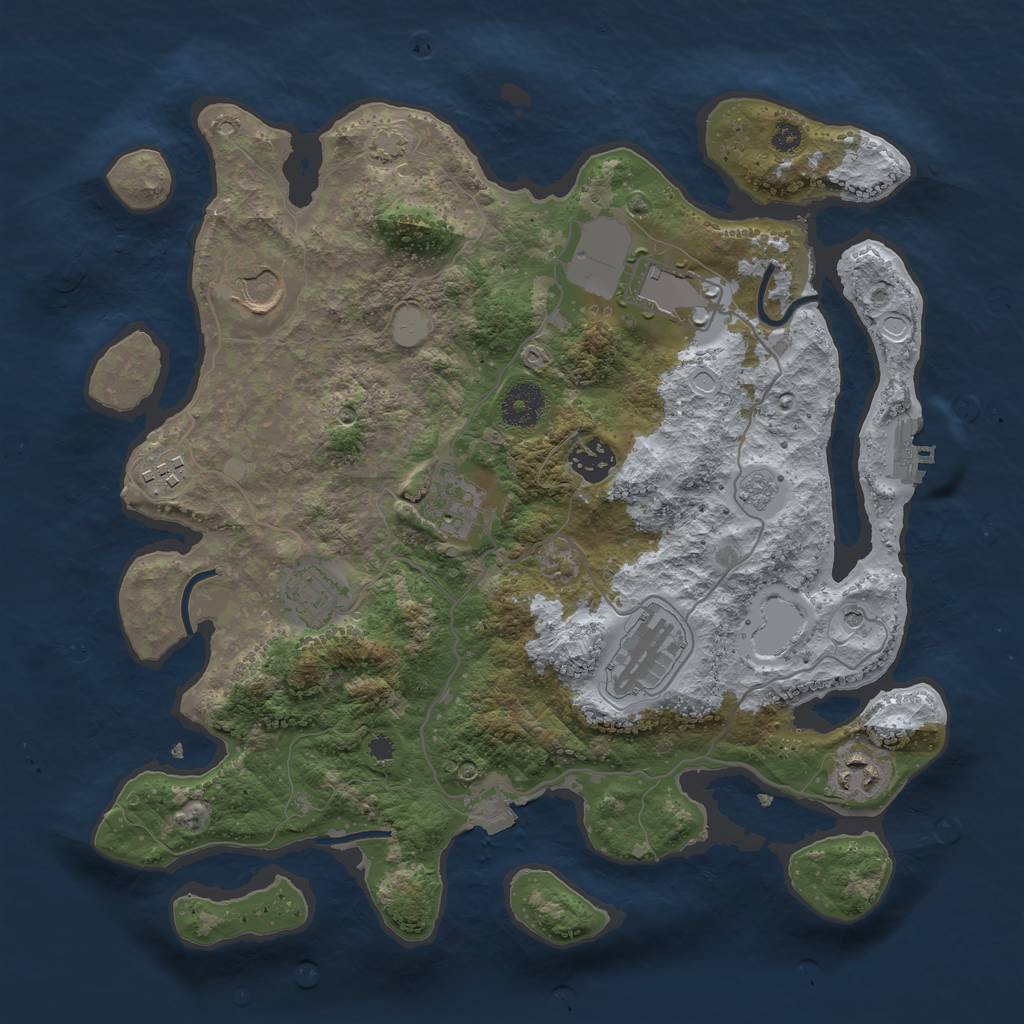 Rust Map: Procedural Map, Size: 3500, Seed: 1034475562, 15 Monuments