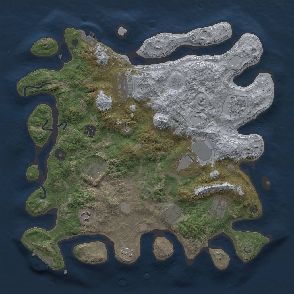 Rust Map: Procedural Map, Size: 3700, Seed: 2009578890, 17 Monuments