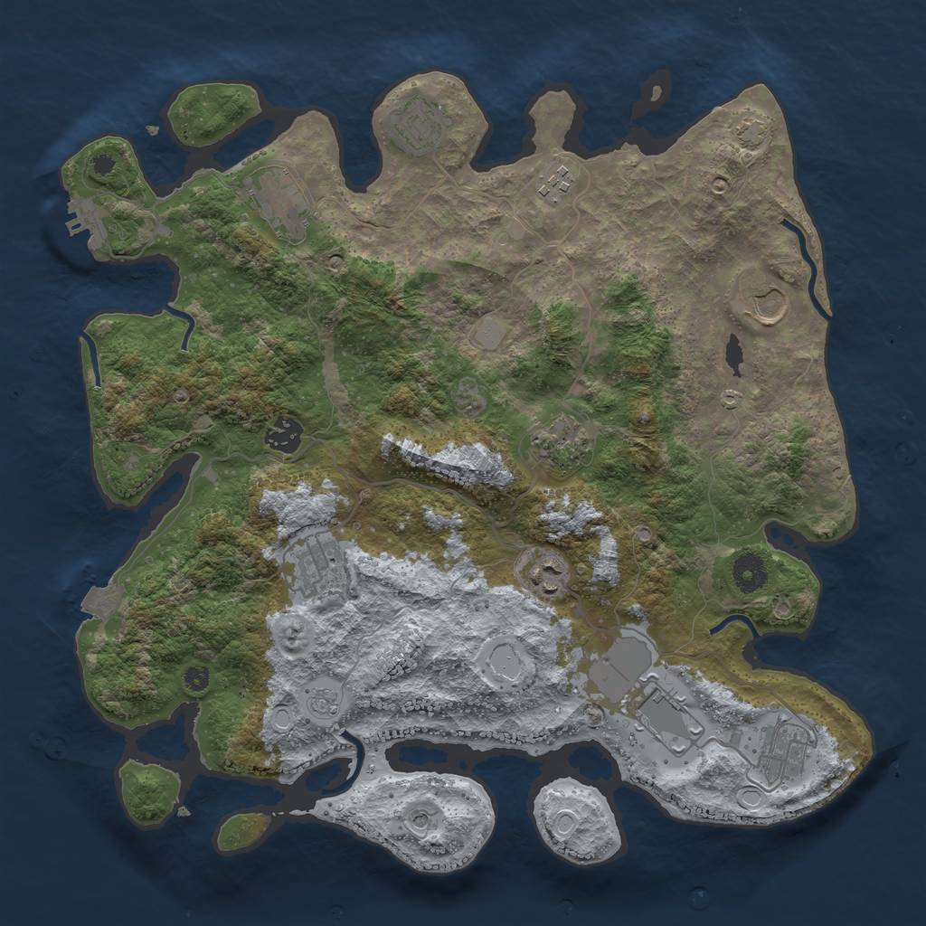 Rust Map: Procedural Map, Size: 3800, Seed: 555, 17 Monuments