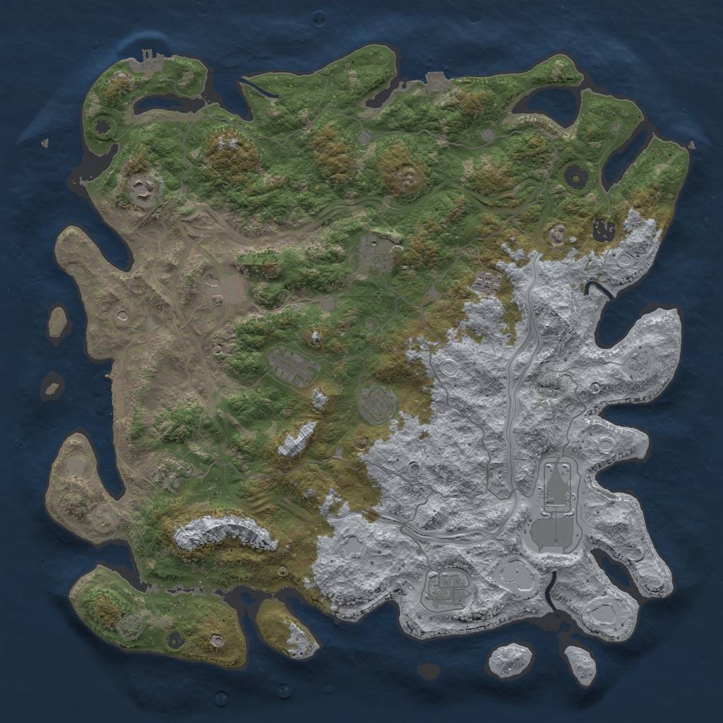 Rust Map: Procedural Map, Size: 4500, Seed: 640082128, 18 Monuments