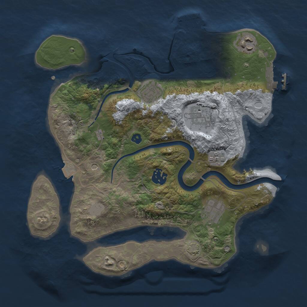 Rust Map: Procedural Map, Size: 3000, Seed: 1207173294, 11 Monuments